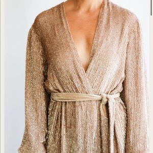 Retrofete Gabrielle dress in tan/blush/champagne/taupe